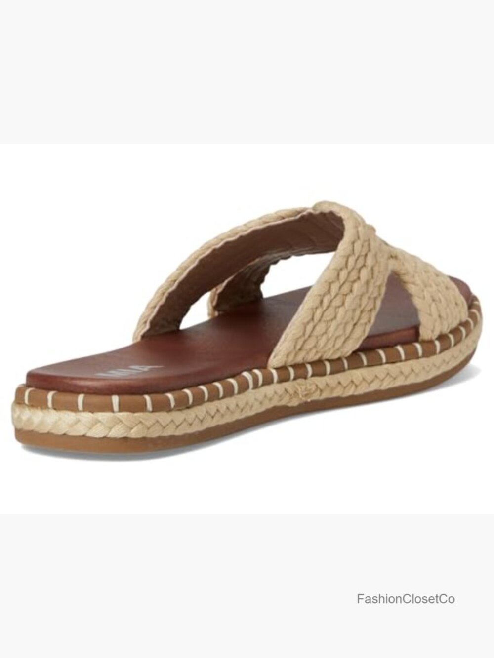 Faux Leather Braided Slide Sandals - Casual Comfort - Picture 5 of 7